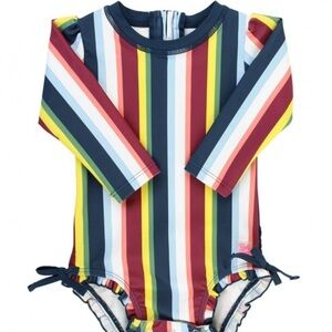 Ruffle Butts Multicolor Long Sleeve Swimsuit